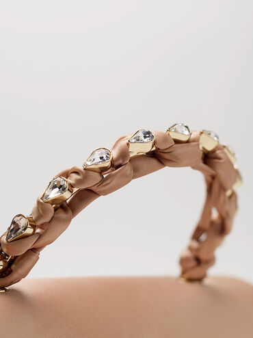 حقيبة إيليان من الساتان ومقبض يد علوي مرصع بالأحجار, شامباني, hi-res