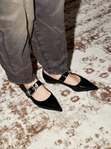 صندل مولز ماسِي ماري جين بحزام حلقاتي, صندوق أسود, hi-res