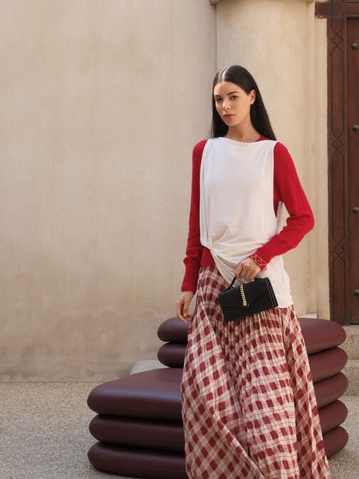 حقيبة تايزيا صغيرة من الساتان بمقبض سلسلة, أسود, hi-res