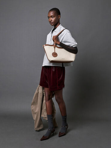 XL Enola Canvas Tote Bag, Chocolate, hi-res