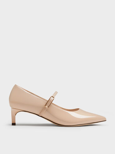 Luciana Patent Mary Jane Pumps, Nude, hi-res