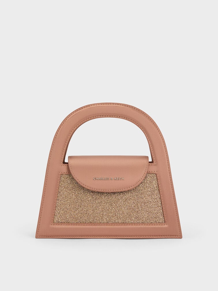 حقيبة إيست بمقبض علوي وتصميم لامع, برونزي, hi-res