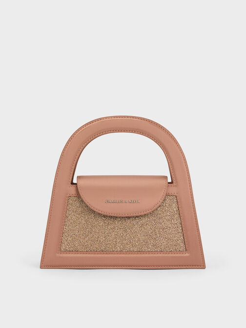 حقيبة إيست بمقبض علوي وتصميم لامع, برونزي, hi-res