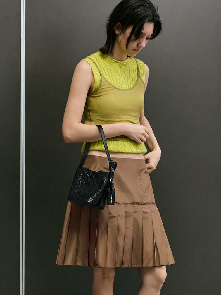 حقيبة باكيت ديو مبطنة بسلسلة, أسود, hi-res