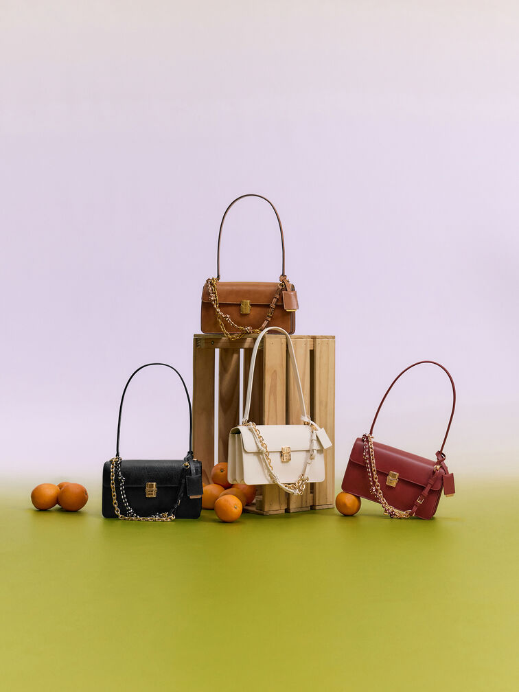 حقيبة كتف من سلسلة حبل أسيلين, برغندي, hi-res