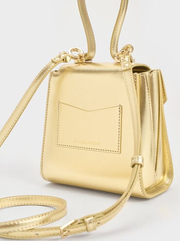 حقيبة ترابيزي بسلسلة وقفل ميتاليك, ذهبي, hi-res