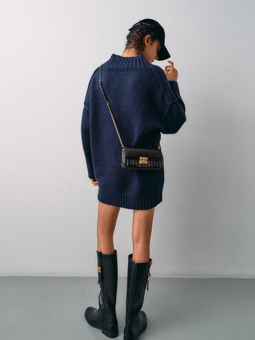 Mini Donna Crinkle-Effect Bag, Black, hi-res