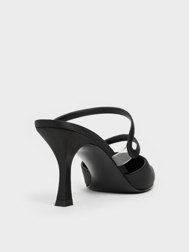 حذاء ميول ساتان أردن بمقدمة مدببة وكعب متموج, أسود خشن, hi-res