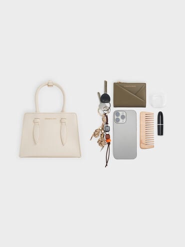 حقيبة توت من ألين بتصميم متماسك على شكل شبه منحرف, كريمي, hi-res