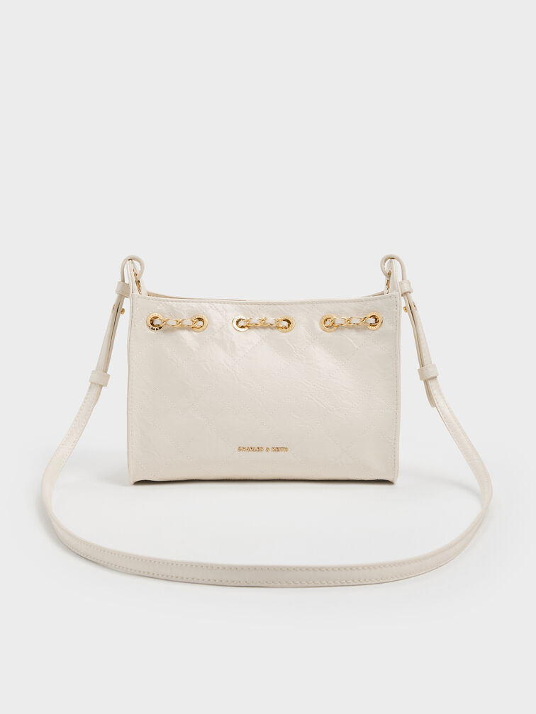 حقيبة باكيت ديو مبطنة برباط, كريمي, hi-res