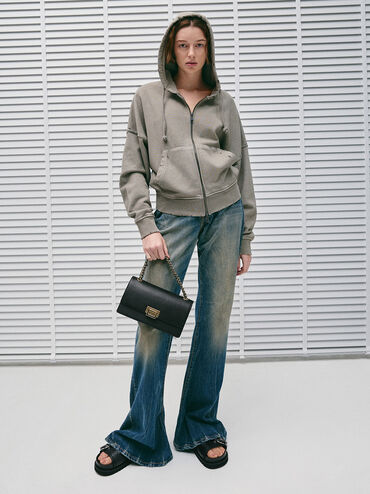 حقيبة كتف إيفرلاين بحزام مضفّر, أسود, hi-res