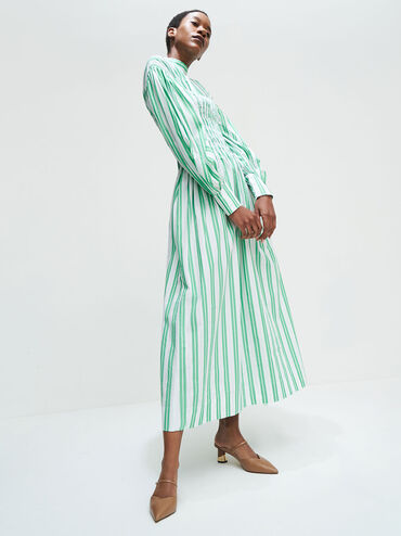 صندل بامبس كامي وكعب منحوت بلمسة معدنية, جملي, hi-res