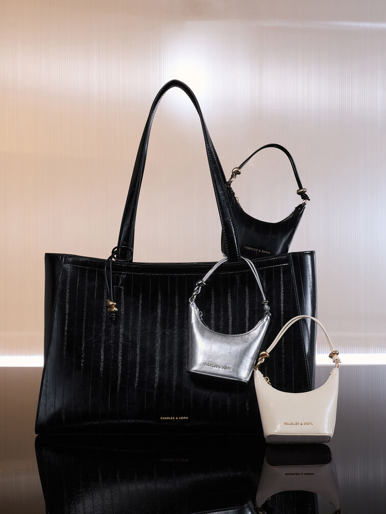 Micro Augustine Eel-Effect Chain-Handle Bag, Cream, hi-res