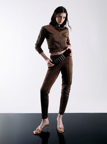 صندل منسوج بكعب وأشرطة مزين بحلية, ذهبي, hi-res