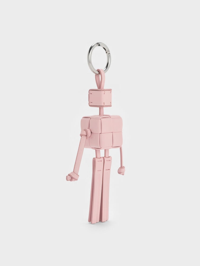 Ivette Woven Robot Bag Charm, Cotton Candy Pink, hi-res