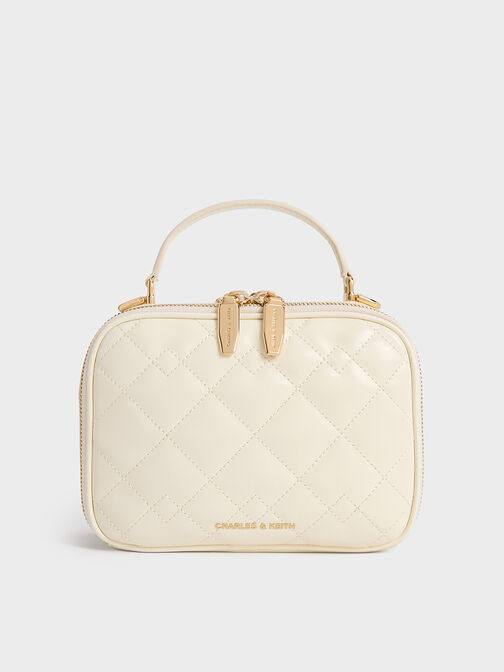 حقيبة مستحضرات تجميل ديو بتصميم مبطن, كريمي, hi-res