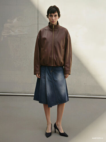 حذاء "كيرا" بكعب عالٍ ومقدمة مدببة من التويل, أسود خشن, hi-res