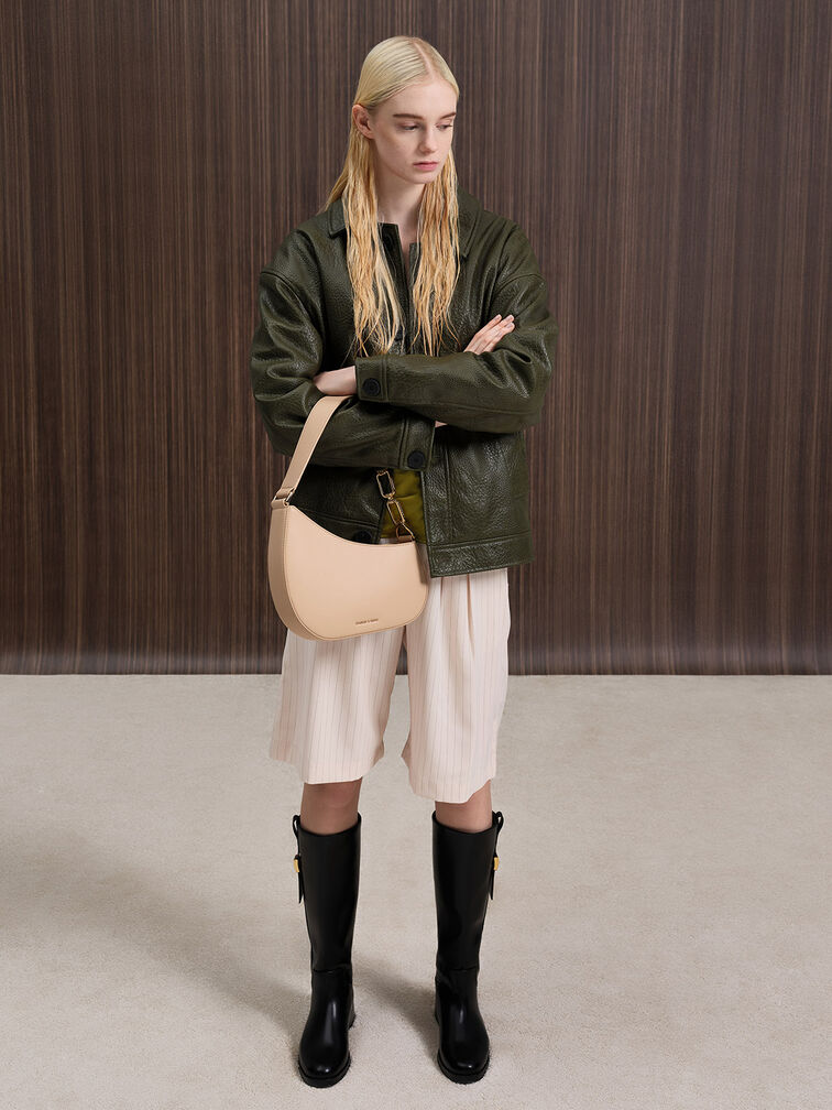 Agatha Chain-Strap Shoulder Bag, Beige, hi-res