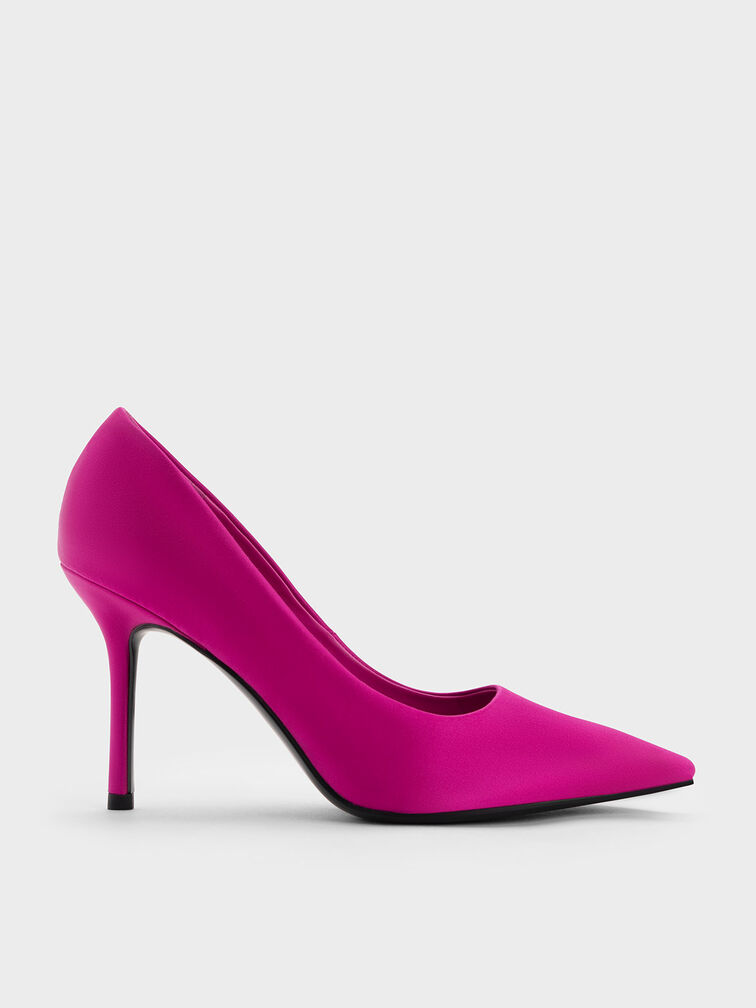 Emmy Recycled Polyester Stiletto Heel Pumps, Fuchsia, hi-res