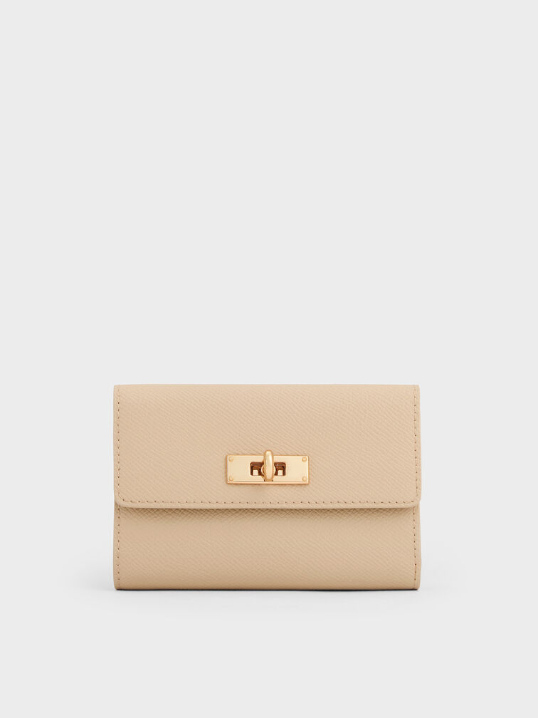 Tricha Turn-Lock Wallet, Sand Beige, hi-res