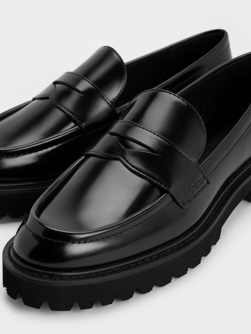 Kaiya Penny Loafers, Black Boxed, hi-res