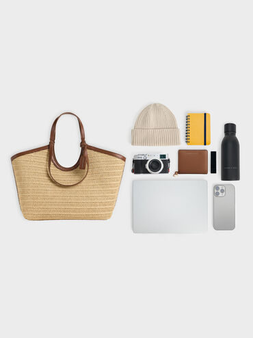 Ivette Raffia Woven Tote Bag, Multi, hi-res