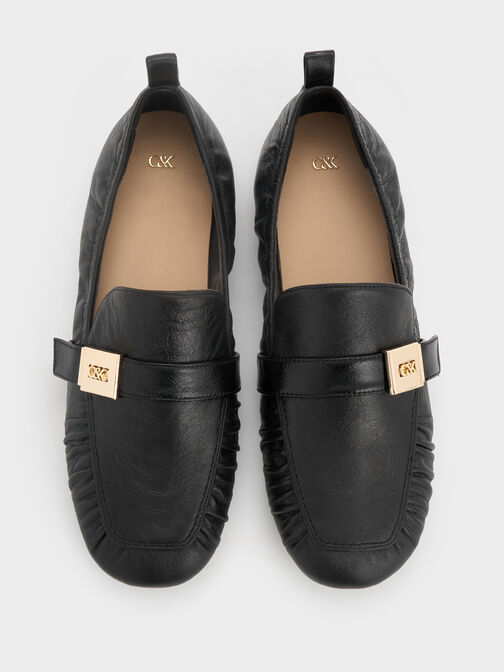 لوفرز كودي جلد مزين بمشبك معدني ومزموم, أسود, hi-res