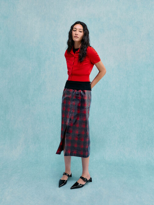 حذاء مفتوح بكعب عالٍ مزود بإبزيم وحزام من الجلد اللامع, أسود براق, hi-res