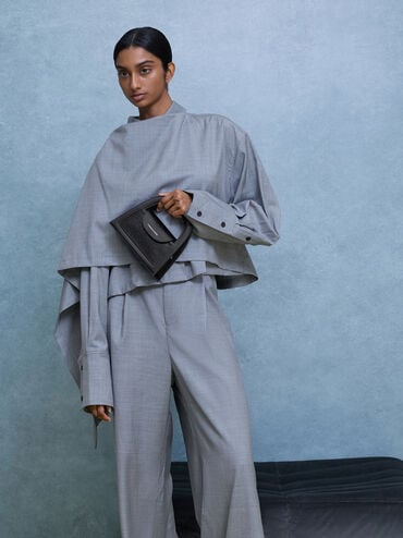 حقيبة إيست بمقبض علوي وتصميم لامع, أسود كلاسيكي, hi-res