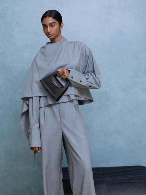 حقيبة إيست بمقبض علوي وتصميم لامع, أسود كلاسيكي, hi-res