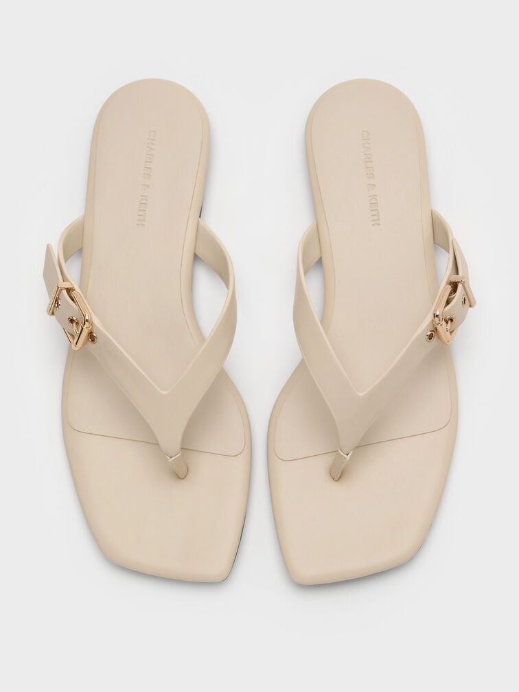 Buckled Thong Sandals, Chalk, hi-res