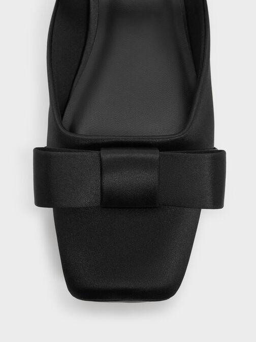 Brantley Bow Mules, Black Textured, hi-res