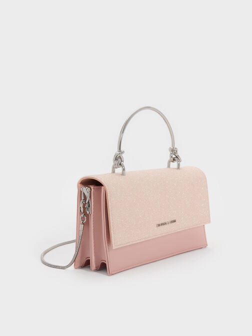 محفظة كريستين بسلسلة وتصميم لامع, وردي, hi-res