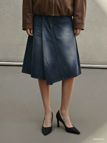 حذاء "كيرا" بكعب عالٍ ومقدمة مدببة من التويل, أسود خشن, hi-res