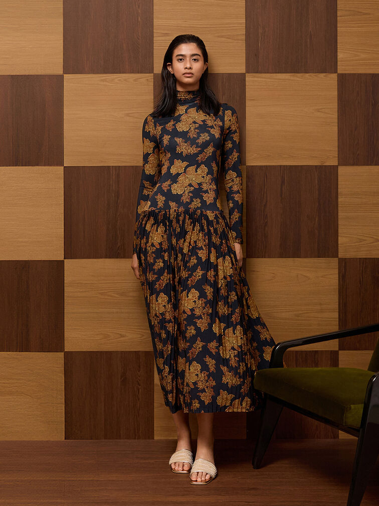 Mesh Metallic Sequinned Block-Heel Mules, Gold, hi-res