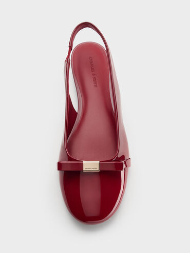 Dorian Patent Bow Slingback Flats, Red, hi-res