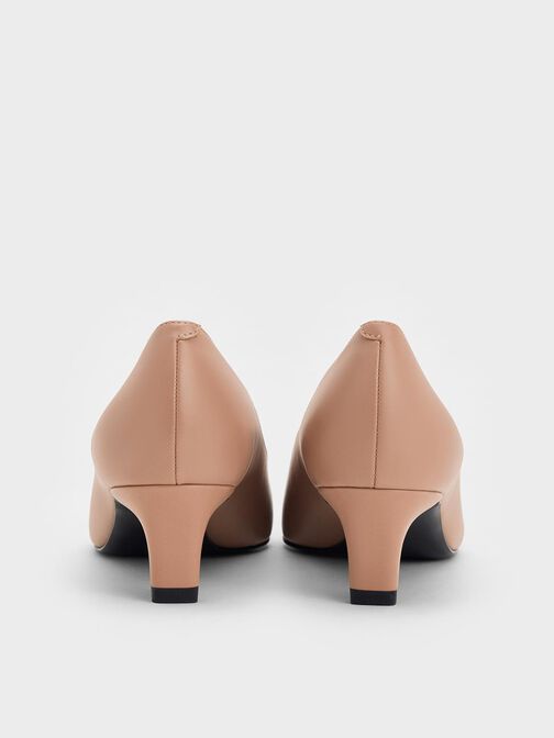 Metallic-Accent Pointed-Toe Blade-Heel Pumps, Nude, hi-res