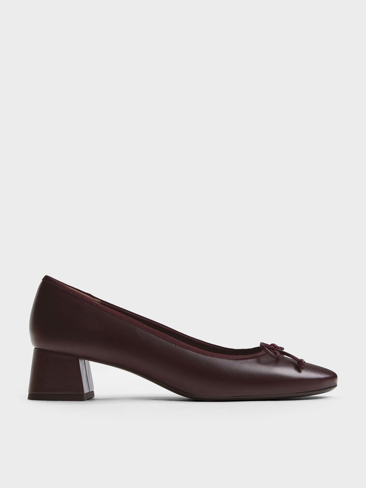Bow Ballet Pumps, Burgundy, hi-res