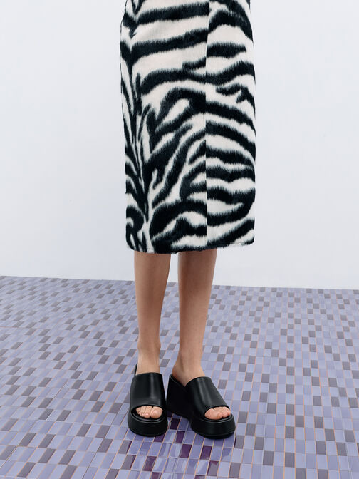 Wide-Strap Platform Wedges, Black, hi-res