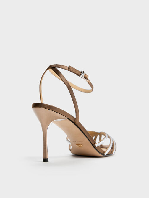 صندل جايلين جيم ذو الكعب العالي المفتوح من الأمام, بني, hi-res