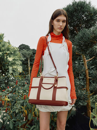 شنطة توت سكوتي من الكانفاس, قرميدي, hi-res