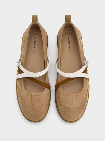 سنيكرز باليه تيجي بلونين من الشمواه, رملي, hi-res