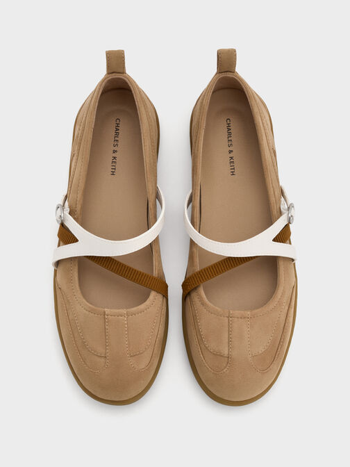 سنيكرز باليه تيجي بلونين من الشمواه, رملي, hi-res