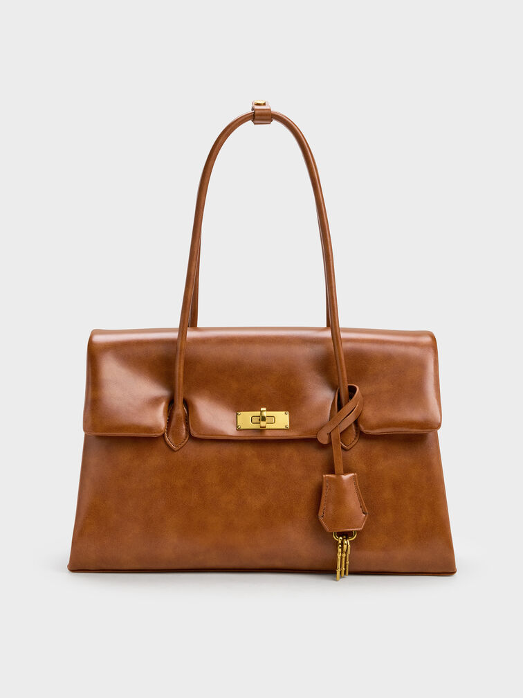 Kerry Trapeze Tote Bag, Distressed Tan, hi-res