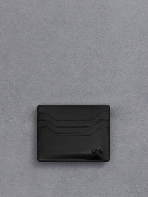 حافظة بطاقات كارلي الجلدية بتصميم متعدد الجيوب, أسود, hi-res