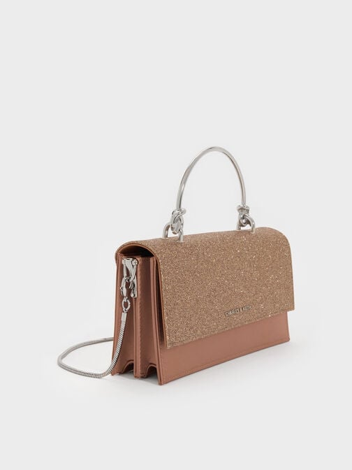 Kristine Glittered Wallet On Chain, Bronze, hi-res