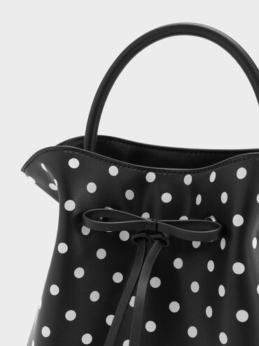 حقيبة باكيت هازل بفيونكة ونقشة منقطة, أسود كلاسيكي, hi-res