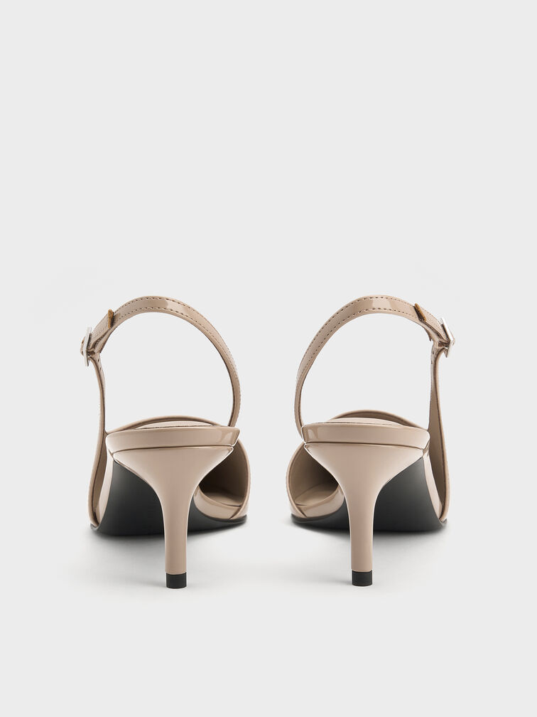 Patent Pointed Slingback Pumps, Taupe, hi-res