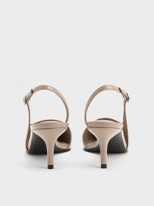 Patent Pointed Slingback Pumps, Taupe, hi-res