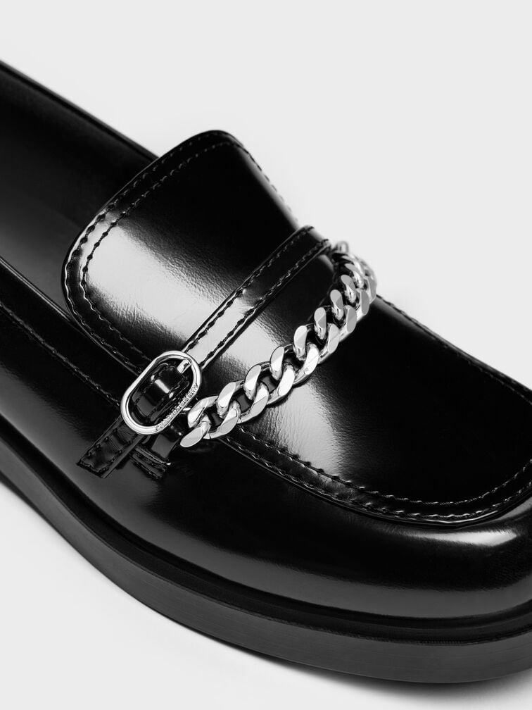 Georgie Chain Loafers, Black Boxed, hi-res